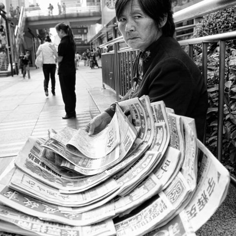 Newspapers lady