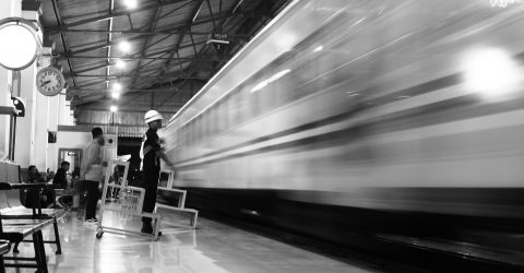 Passing by.