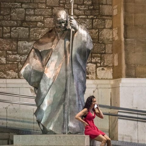 Pope and the girl in the red dress