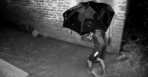 Man in rain