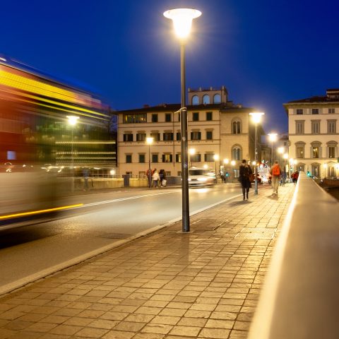 Evening, traffic on the bridge