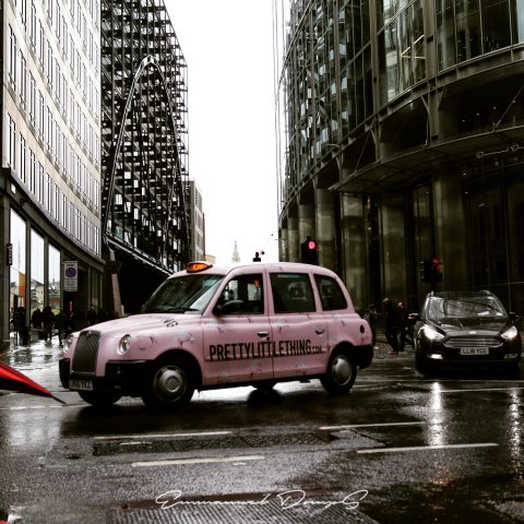 PINK CAB & RED UMBRELLA