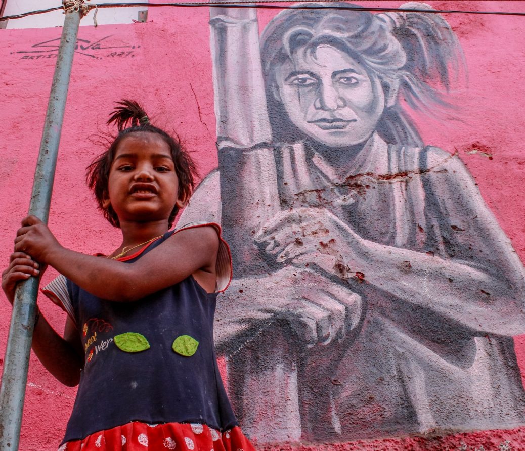 Girl compassionately cradling a fragile turtle amidst chaos on Craiyon