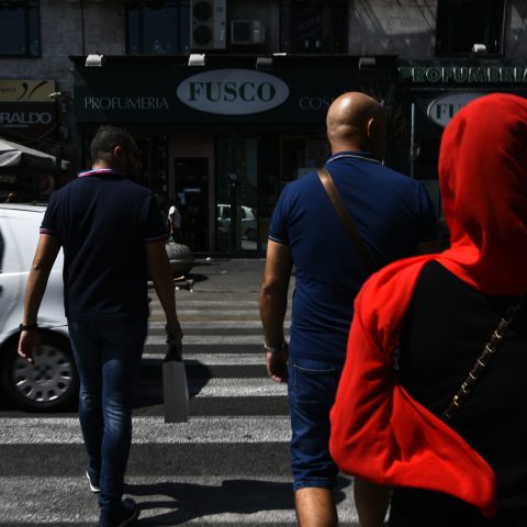 pedestrians on the street