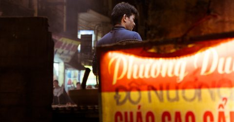 Man watching night market