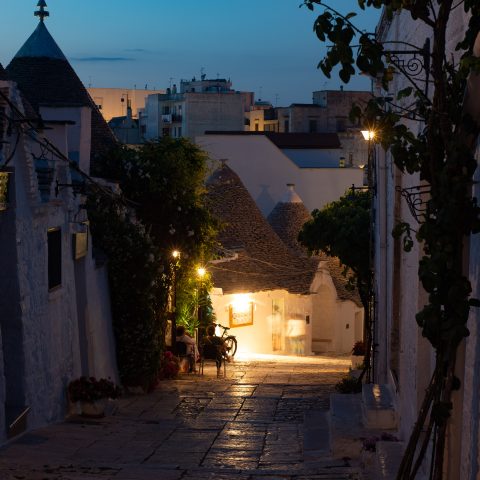 Alberobello streets at night