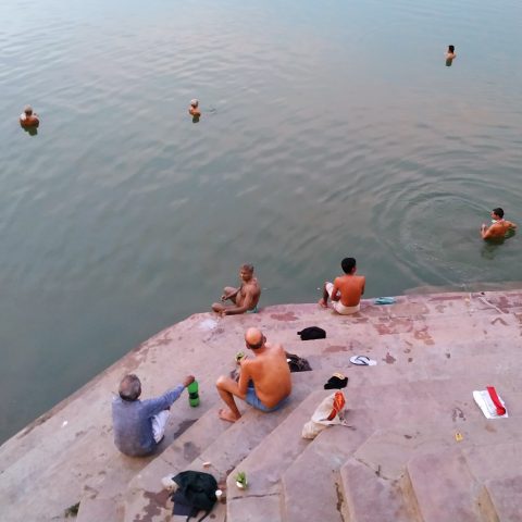 People taking a bath in holy river Ganga