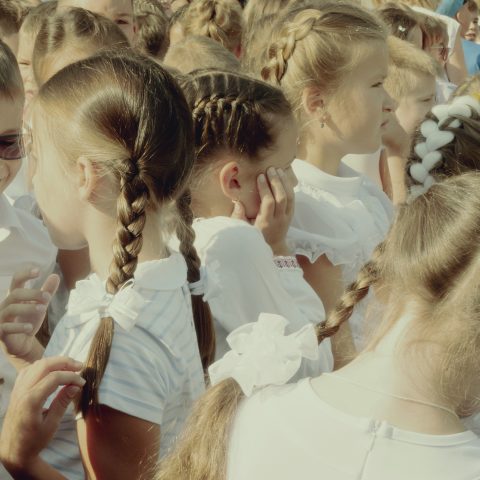 Girls. The first day at school