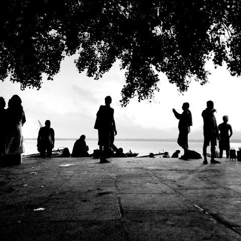 People at Ghat(steps beside Ganga River)