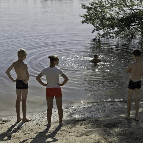 Swimmers at the river Achtuba