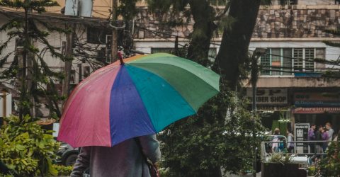 A rainbow during the rain