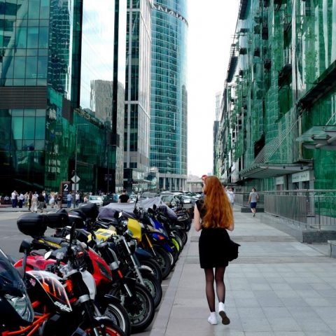 Redhead in the city.