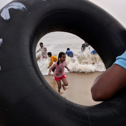 Playing in the sea