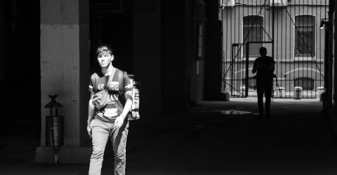 Goes out into the sunlight