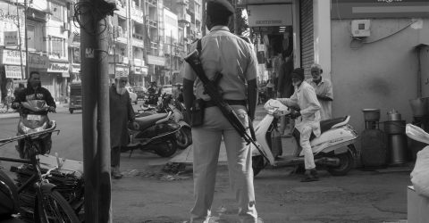Policeman with a rifle