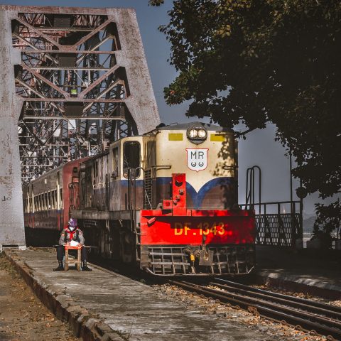 Duty And Train On Bridge