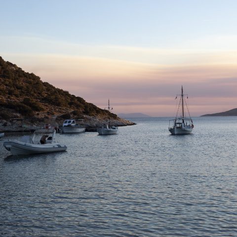 Beautiful colors after sunset in Panormos