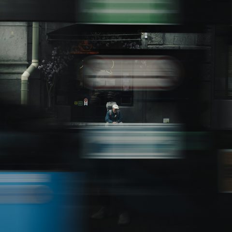 Behind the bus