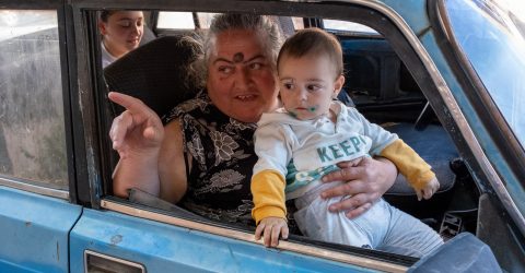 Street scene in Etchmiadzin, Armenia