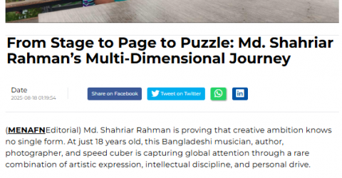From Stage to Page to Puzzle: Md. Shahriar Rahman’s Multi-Dimensional Journey