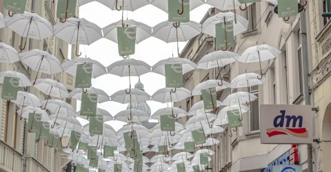 White umbrellas over Ferhadija street