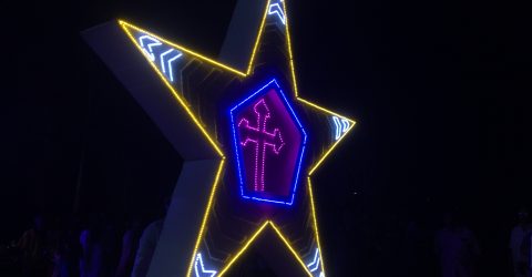 Christmas carol rally decorations at Kuruppampady Church, Kerala, India