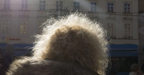 Girl with glowing hairstyle