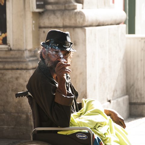 Man on a wheelchair