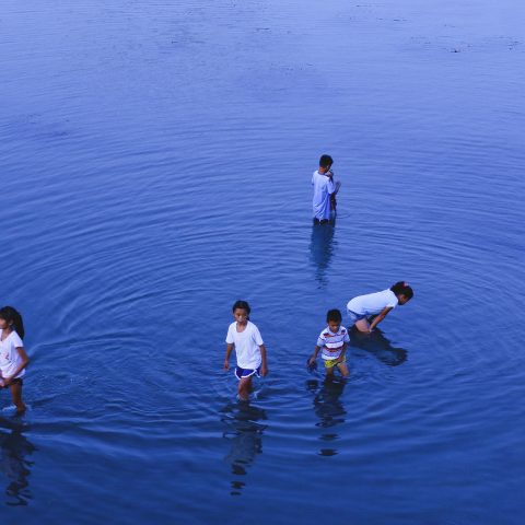 Kids Playing In The Serene Bay