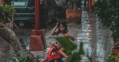 Playing under the rain
