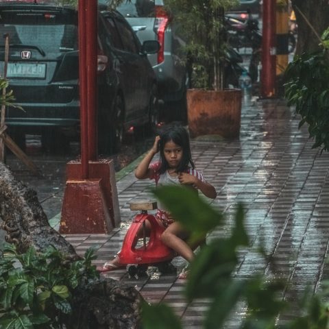 Playing under the rain