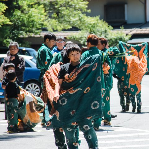 Kids at the Lion Dance for Takayama Festival