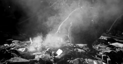Behind the smoke