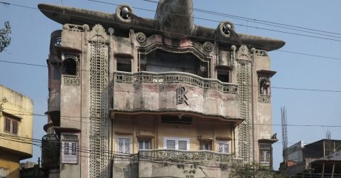 Plane on a building