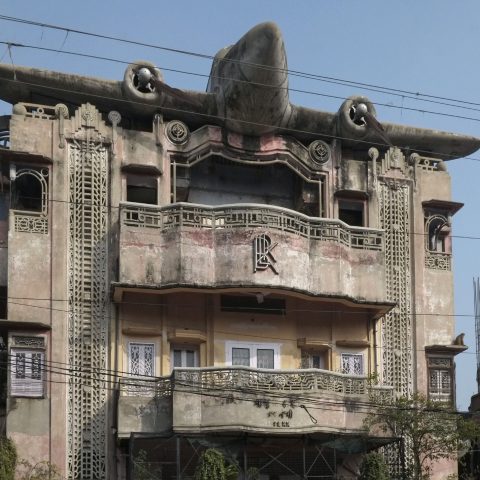 Plane on a building