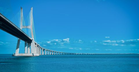 Vasco da Gama Bridge in blue