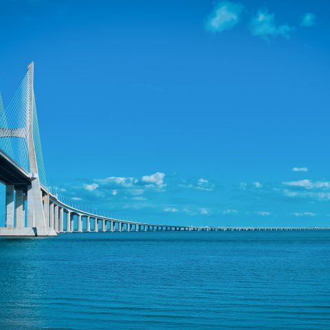 Vasco da Gama Bridge in blue