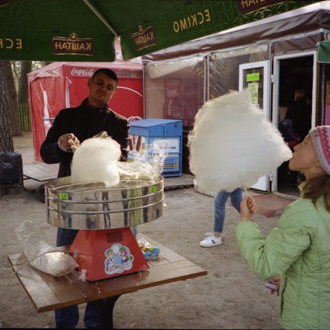 girl with cotton candy