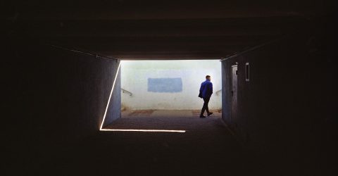 man in the underground crossing