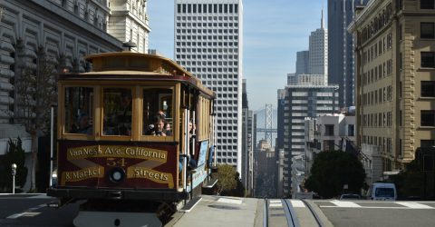 Old tram on the go
