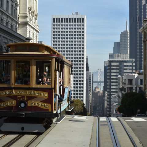 Old tram on the go