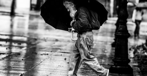 Man with umbrella