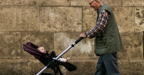 Grandfather and his granddaughter