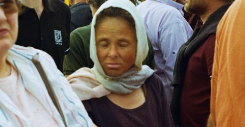 Woman with eyes shut